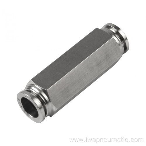 Stainless steel inline check valve push in fitting